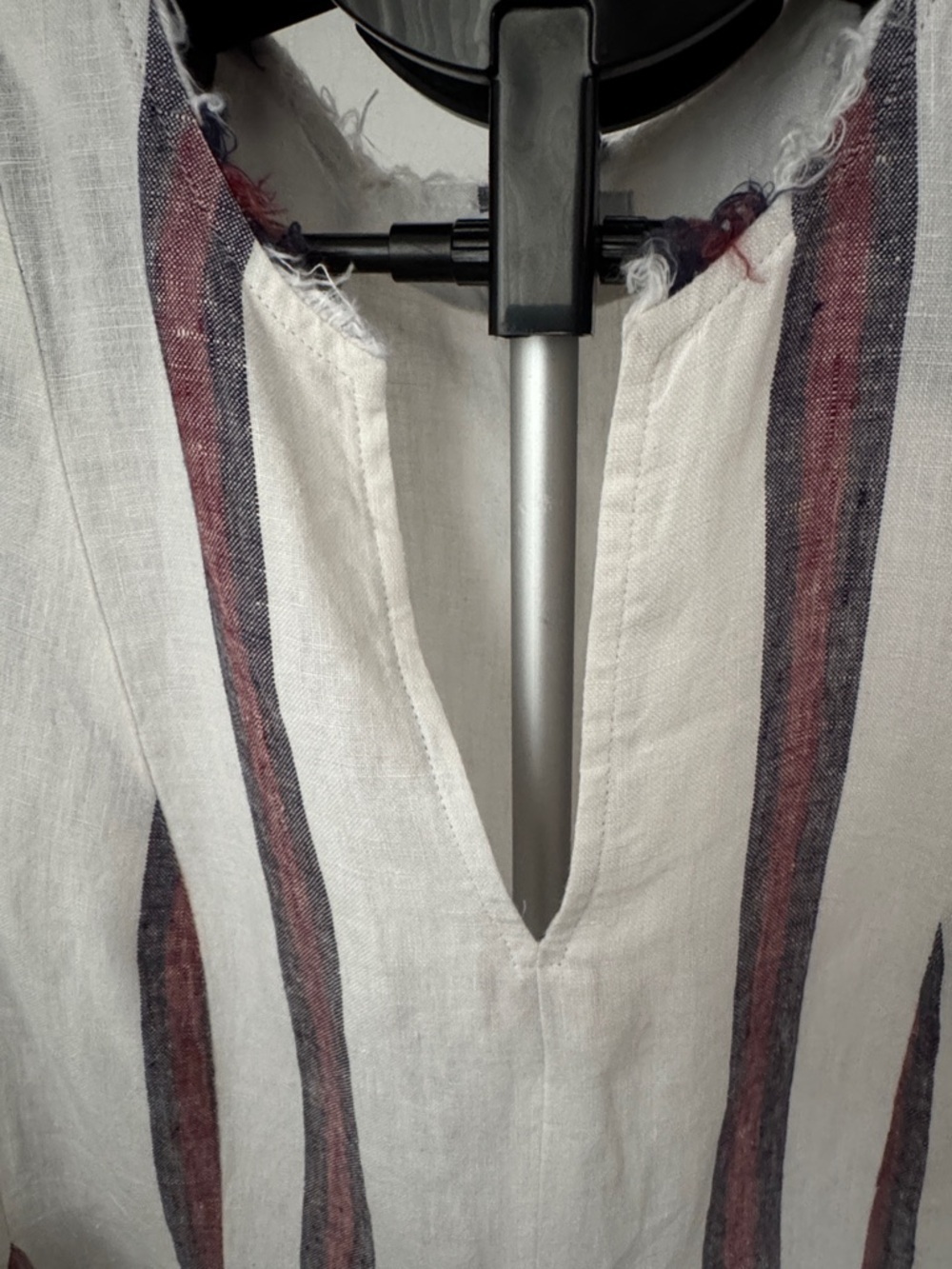 Pure Navy 100% Linen Striped Sleeveless Peplum Summer Top Small White Red Blue - Picture 7 of 8